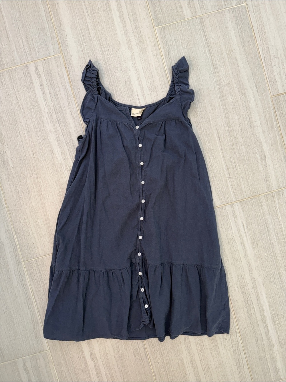 Universal Thread Navy Ruffle-Trim Button-Front Tunic